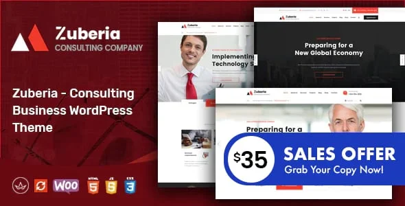 Zuberia - Business Consulting Services WordPress Theme — homepage layout