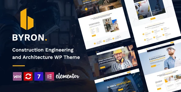 Byron | Construction and Engineering WordPress Theme WordPress theme homepage layout for a architecture corporate website