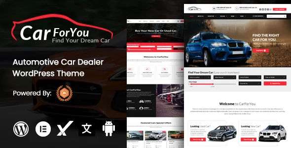 CarForYou- Automotive Car Dealer WordPress Theme WordPress theme homepage layout for a auto corporate website