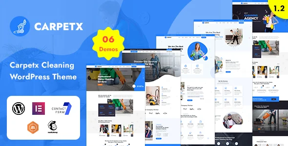 Carpetx - Cleaning Services WordPress Theme WordPress theme homepage layout for a carpet corporate website
