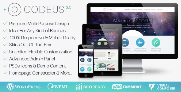 Codeus — Multi-Purpose Responsive Wordpress Theme WordPress theme homepage layout for a agency corporate website