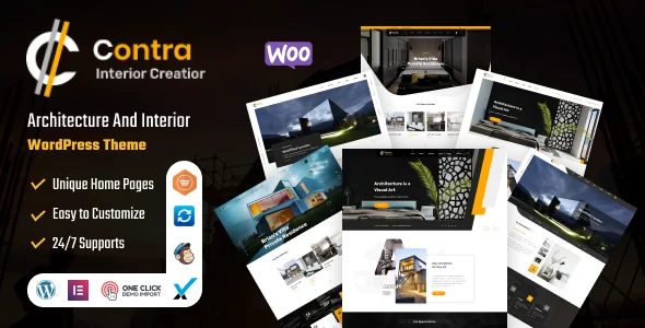 Contra | Architecture And Interior WordPress Theme WordPress theme homepage layout for a architect corporate website