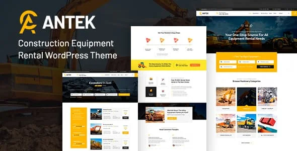 Antek - Construction Equipment Rentals WordPress Theme — homepage layout