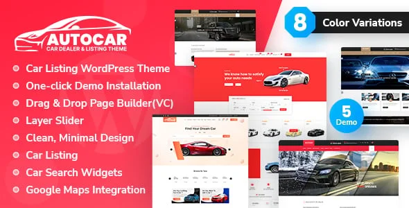 Auto Car WordPress Theme — homepage layout