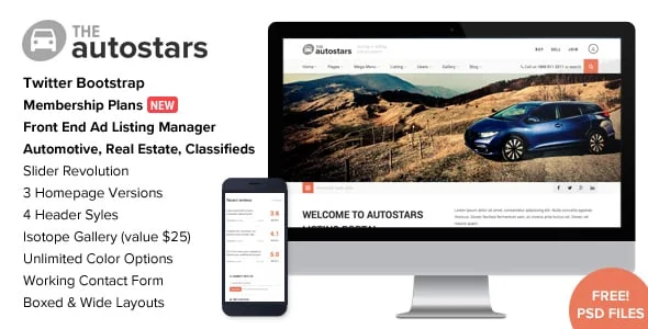 Auto Stars - Car Dealership and Listings WP Theme — homepage layout