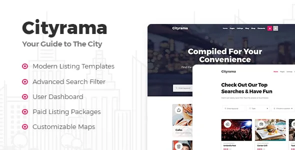 Cityrama - Listing & City Guide WordPress Theme — homepage layout
