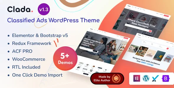 Clada - Classified Ads & Directory Listing WordPress Theme — homepage layout