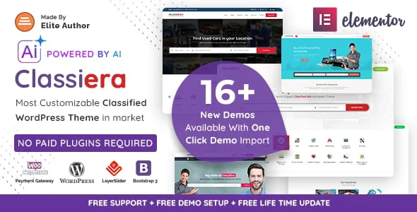 Classiera – Classified Ads WordPress Theme — homepage layout