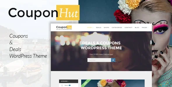 CouponHut - Coupons & Deals WordPress Theme — homepage layout