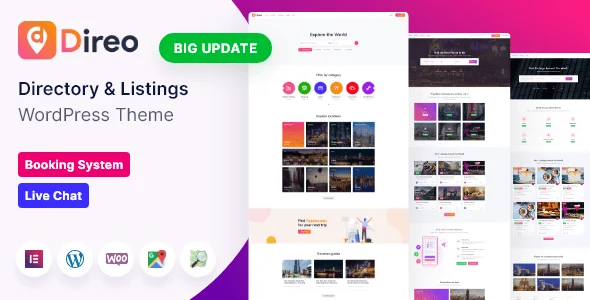 Direo - Directory & Listing WordPress Theme — homepage layout