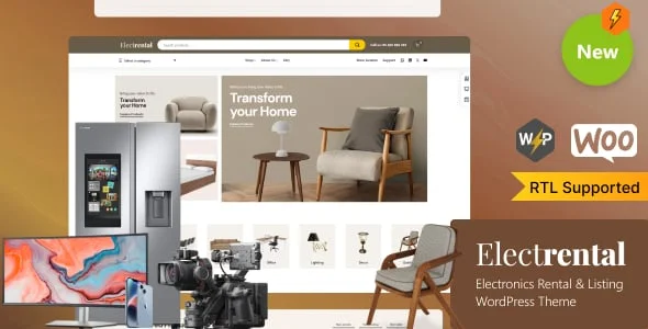 Electrental - Rental and Retail WooCommerce Theme — homepage layout