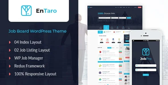Entaro - Job Portal WordPress Theme — homepage layout
