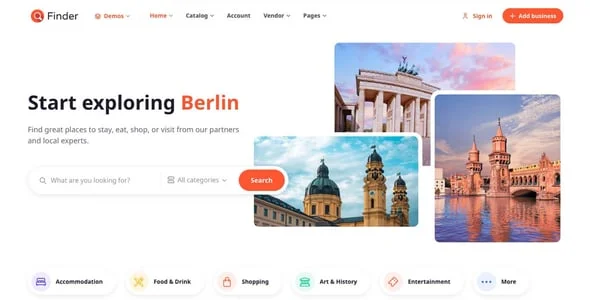 Finder - Multipurpose Directory & Listing WordPress theme — content section layout