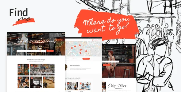 FindMe - Directory Listing WordPress Theme — homepage layout