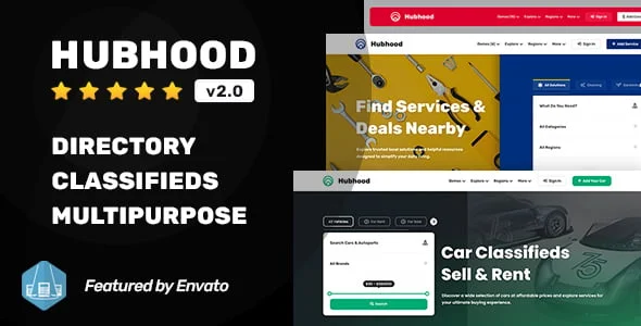 Hubhood - Directory & Listing WordPress Theme — homepage layout