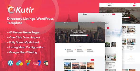 Kutir - Directory Listing WordPress Theme — homepage layout