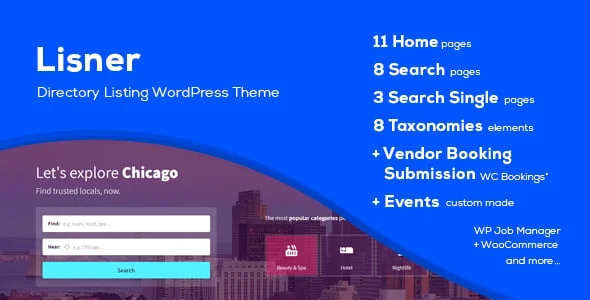 Lisner - Modern Directory Listing WordPress Theme — homepage layout