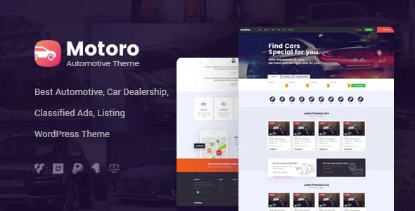 Motoro - Automotive Car Dealer WordPress Theme — homepage layout