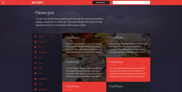 MyCity - Geolocation directory and events guide — interior page design
