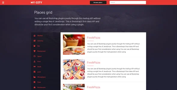 MyCity - Geolocation directory and events guide — content section layout
