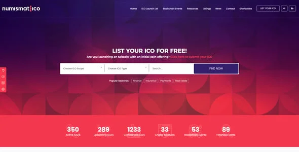 Numismatico - Cryptocurrency Directory & Listings WordPress Theme — interior page design