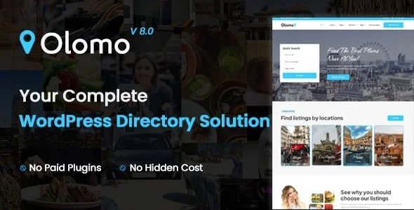 Olomo – Directory & Listing WordPress Theme — homepage layout