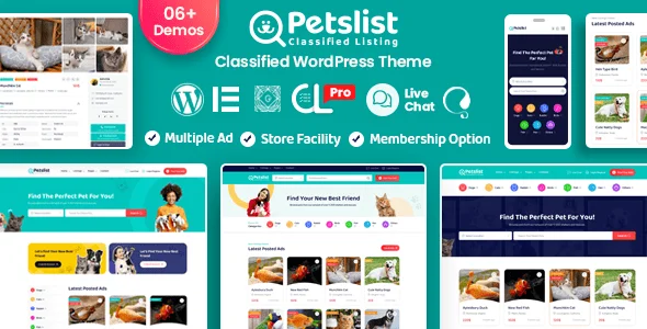 Petslist – Pet listing WordPress Theme — homepage layout