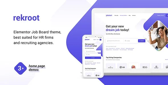 Rekroot - Recruitment Agency Elementor WordPress Theme — homepage layout