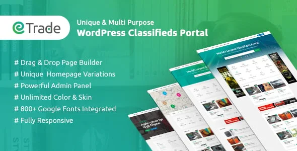 Trade - Modern Classified Ads WordPress Theme — homepage layout