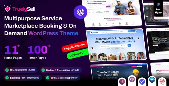 TruelySell - Service Marketplace, Booking & On Demand WordPress Theme — homepage layout