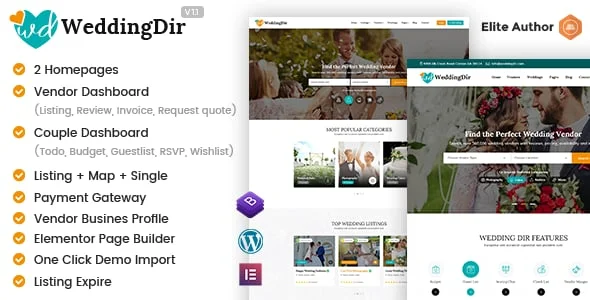 WeddingDir - Directory & Listing WordPress Theme for Vendor / Supplier — homepage layout
