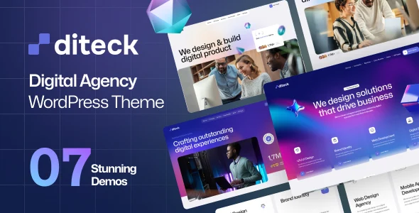 Diteck - Digital Agency WordPress Theme WordPress theme homepage layout for a business consulting corporate website