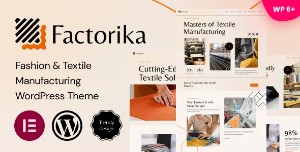 Factorika - Fashion & Textile Manufacturing WordPress Theme WordPress theme homepage layout for a bedding corporate website