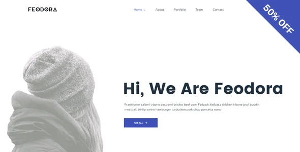 Feodora Creative WordPress Theme WordPress theme homepage layout for a agency corporate website