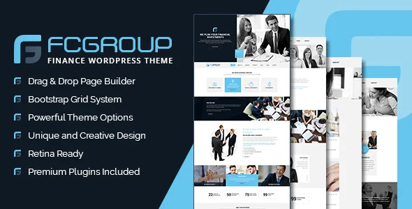Finance Group - Corporate WordPress Theme WordPress theme homepage layout for a accounting corporate website