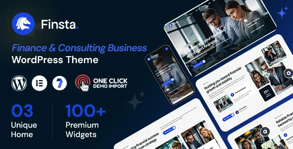 Finsta – Finance, Accounting & Business Consulting WordPress Theme WordPress theme homepage layout for a accounting corporate website