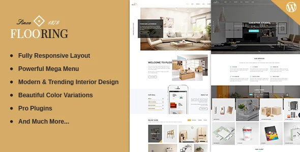 Flooring - Responsive & Multipurpose WordPress Theme WordPress theme homepage layout for a ecommerce corporate website