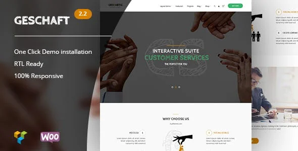 Geschaft - Business WooCommerce WordPress Theme WordPress theme homepage layout for a architect corporate website
