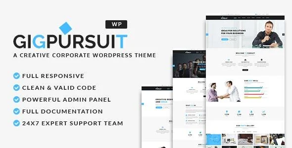 GigPursuit - Business & Corporate WordPress Theme WordPress theme homepage layout for a agency corporate website