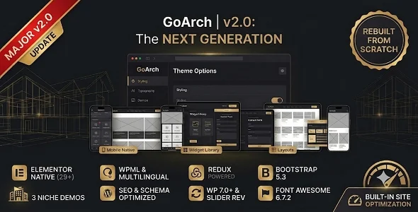 GoArch - Architecture & Interior Design WordPress Theme WordPress theme homepage layout for a agency corporate website