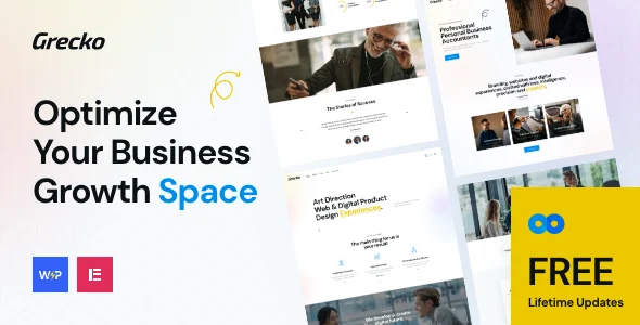 Grecko |  Business WordPress Theme WordPress theme homepage layout for a agency corporate website