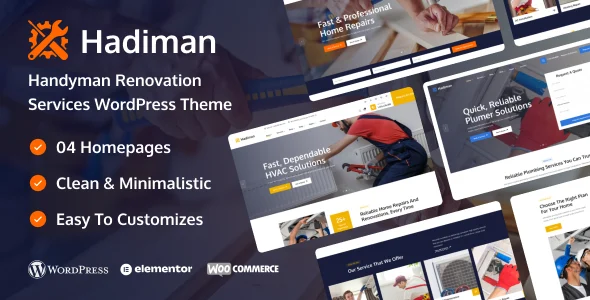 Hadiman - Handyman Renovation Services WordPress Theme WordPress theme homepage layout for a air conditioning corporate website