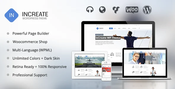 inCreate - Responsive MultiPurpose WordPress Theme WordPress theme homepage layout for a business corporate website