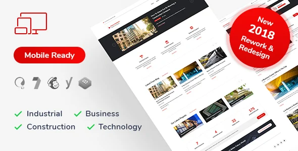 Innova Construct WordPress Theme WordPress theme homepage layout for a architecture corporate website
