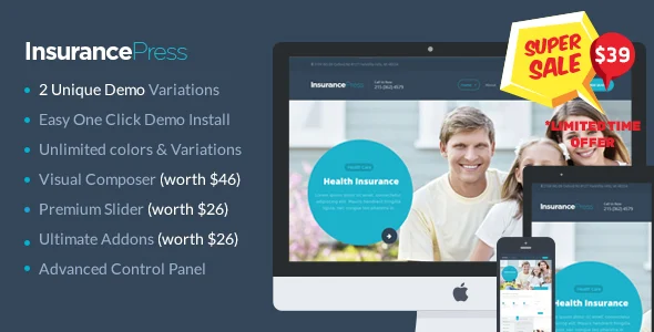 Insurance Agency WordPress Theme WordPress theme homepage layout for a agency corporate website