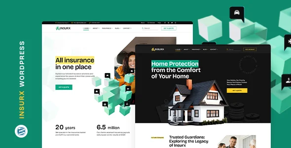 Insurx – Insurance Agency WordPress Theme WordPress theme homepage layout for a advisory corporate website