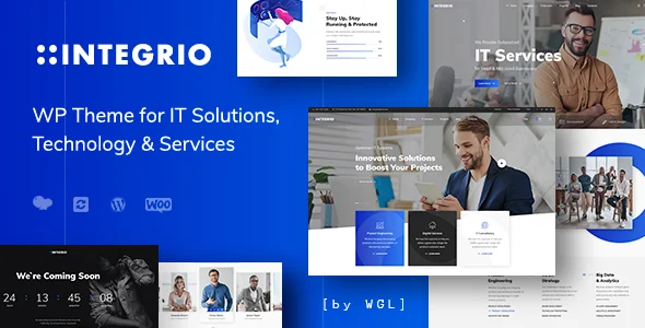 Integrio - IT Solutions and Services Company WordPress Theme WordPress theme homepage layout for a agengy corporate website