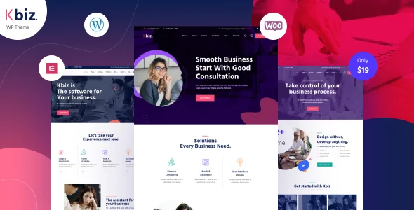 Kbiz - Business and Corporate WordPress Theme WordPress theme homepage layout for a accountant corporate website