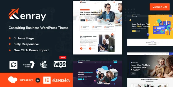 Kenray – Consulting Business WordPress Theme WordPress theme homepage layout for a accounting services business corporate website