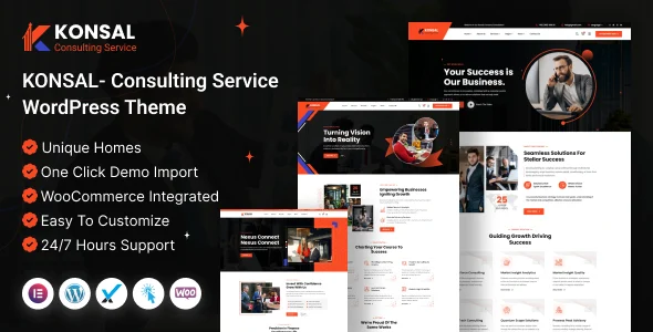 Konsal - Corporate Business & Consulting WordPress Theme WordPress theme homepage layout for a accountant corporate website